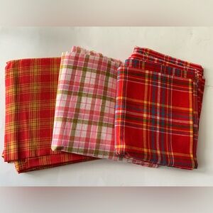 Quilting Fabric Sewing Material Plaid Pink Orange Red Cotton